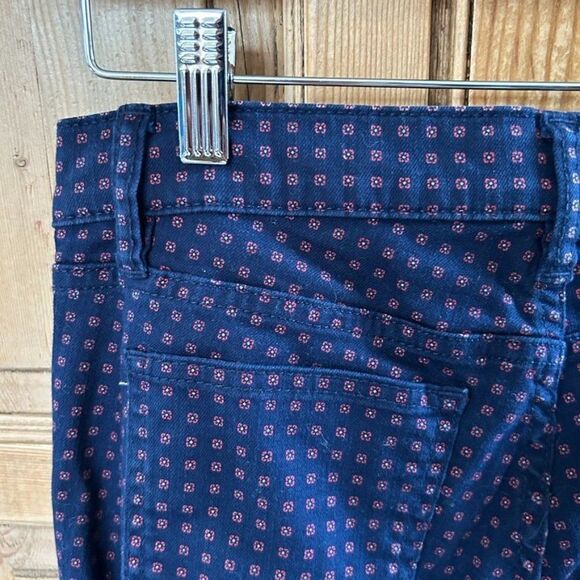 Tory Burch 25 Navy‎ Blue Red Skinny Pants Jeans Printed Dotted - Picture 12 of 14